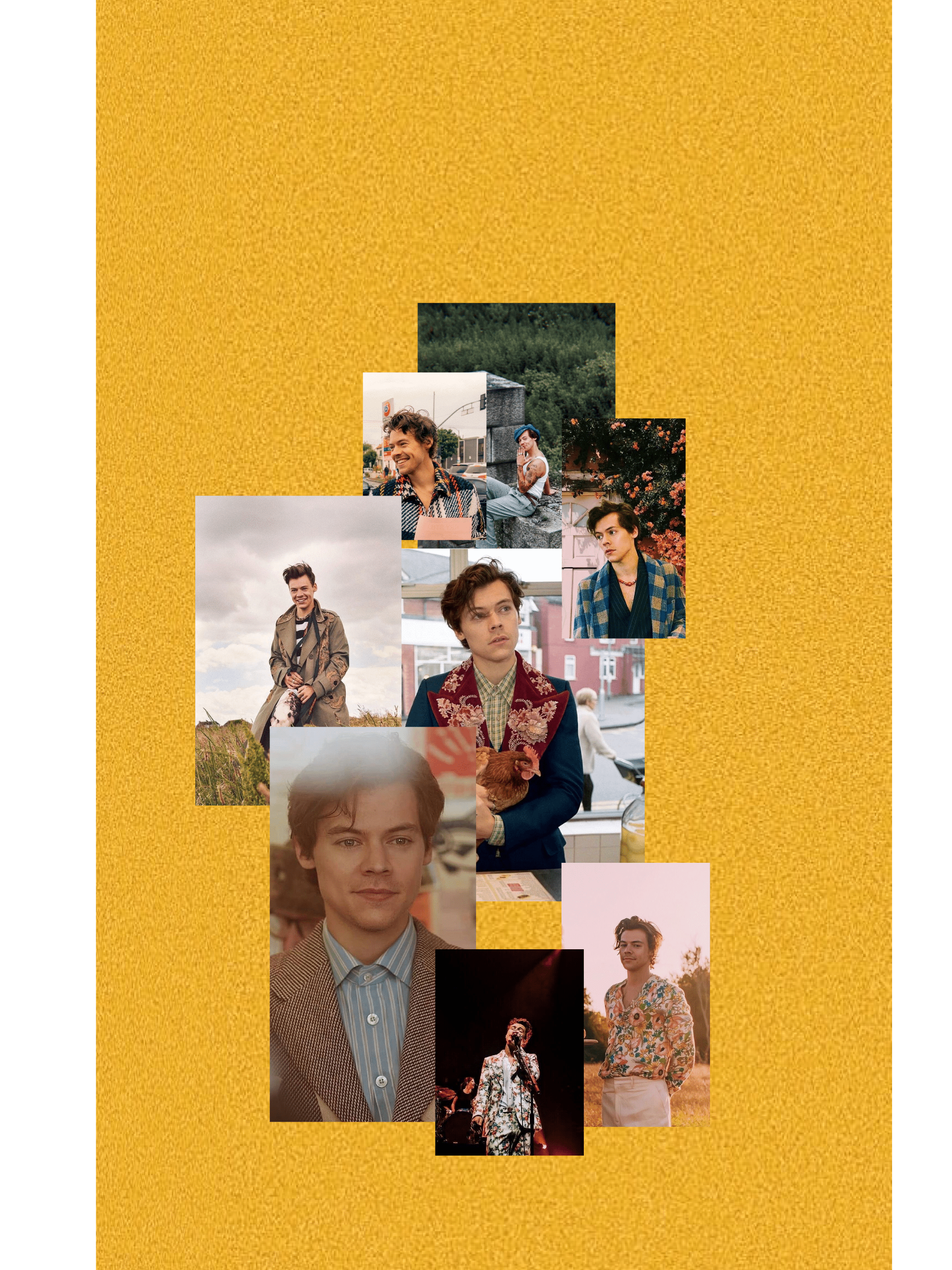 Free download Harry Styles vintage collage yellow wallpaper aesthetic [2048x2732] for your Desktop, Mobile & Tablet. Explore Harry Styles Yellow Wallpaper. Harry Wallpaper, Wallpaper Styles, Wallpaper Styles 2016