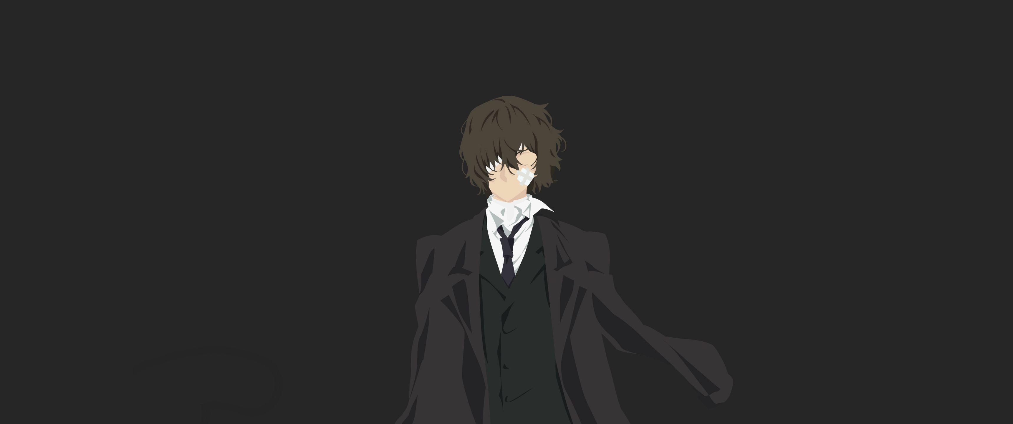 A cartoon character in black suit and tie - 3440x1440