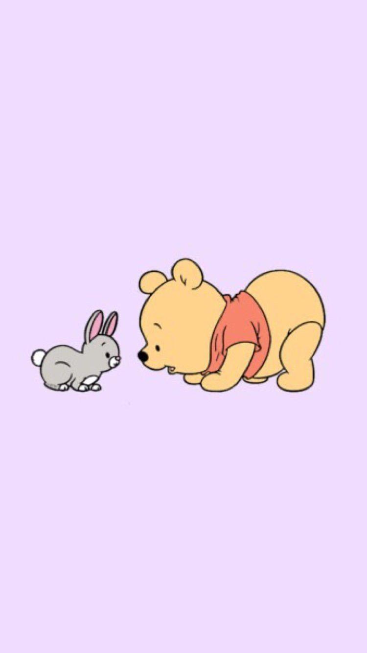 A winnie the pooh and rabbit on pink background - Winnie the Pooh