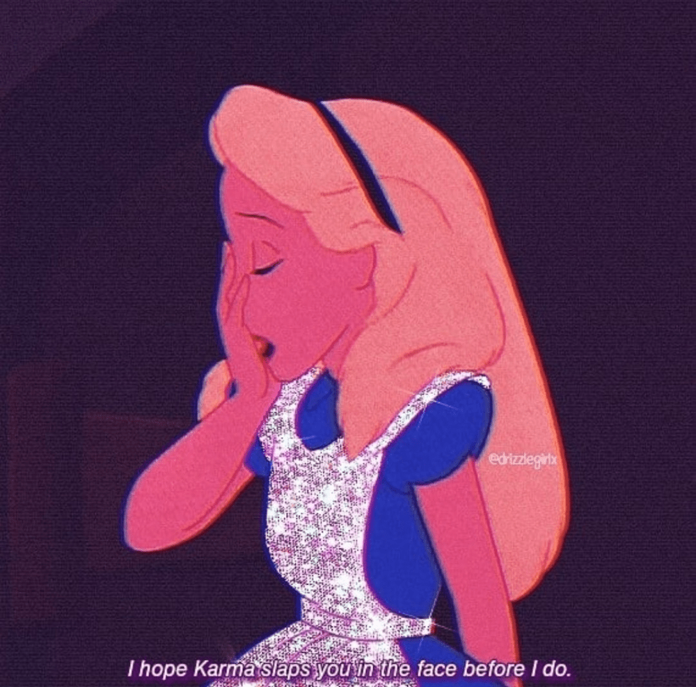 A cartoon of Alice from Alice in Wonderland with the caption 