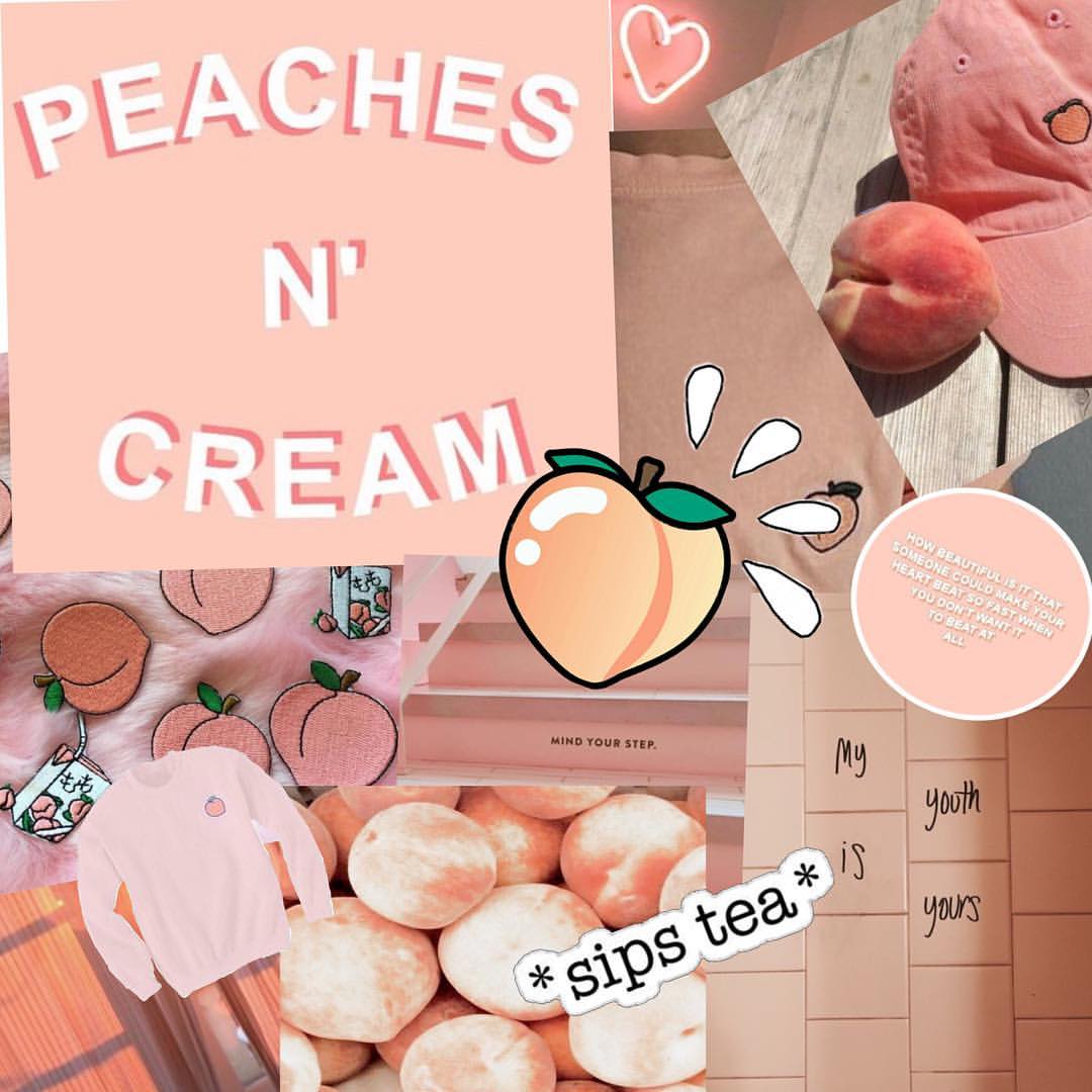 A collage of peachy pink and cream items, including a peach, a pink sweater, and a pink and white checkered notebook. - Profile picture