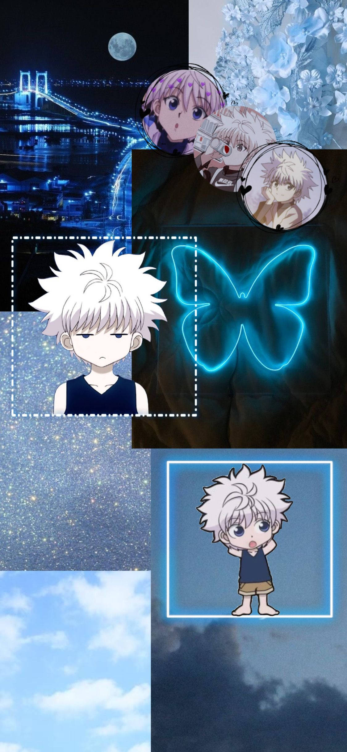 Download Neon Butterfly Killua Aesthetic Wallpaper