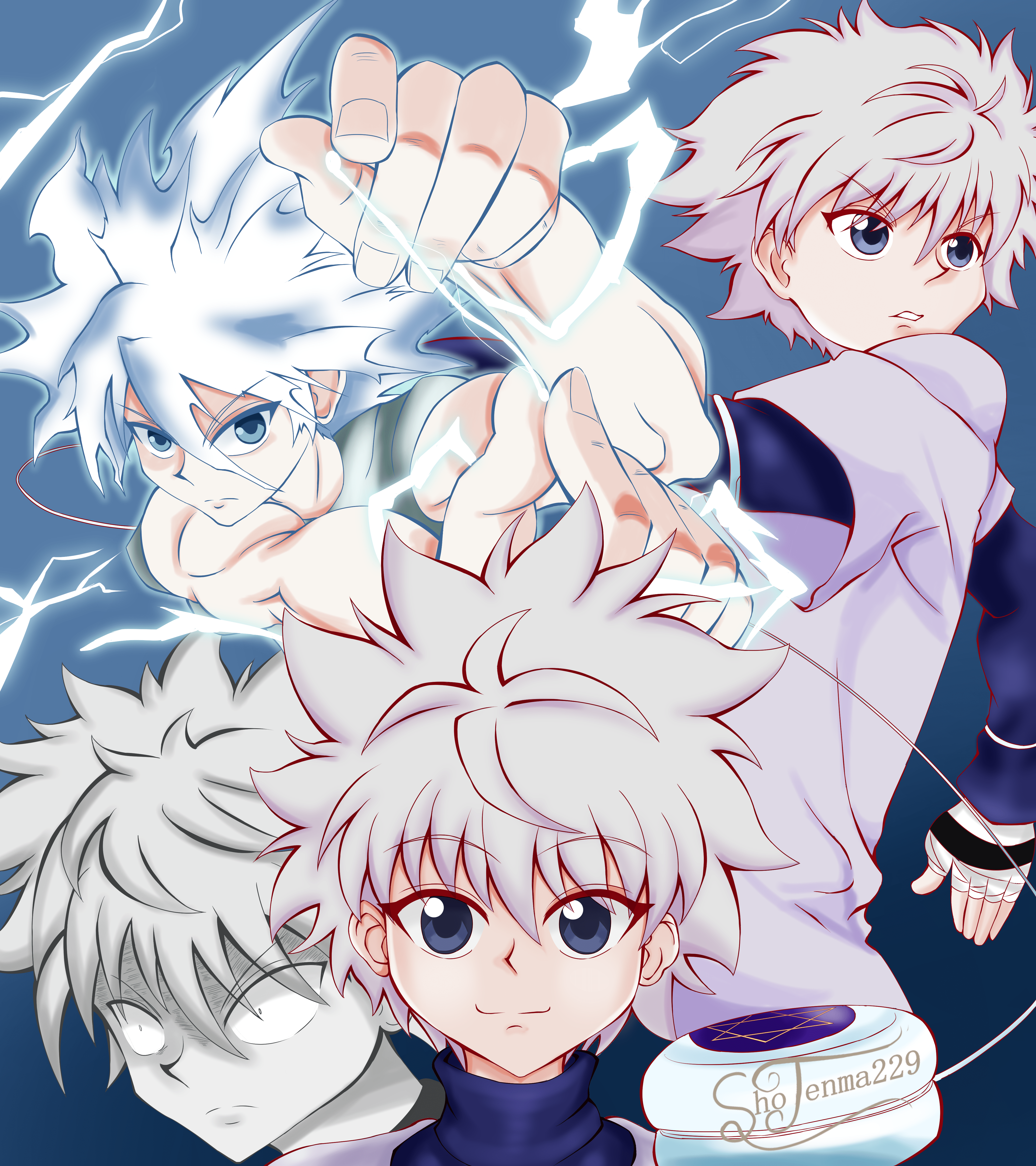 killua zoldyck (hunter x hunter) drawn