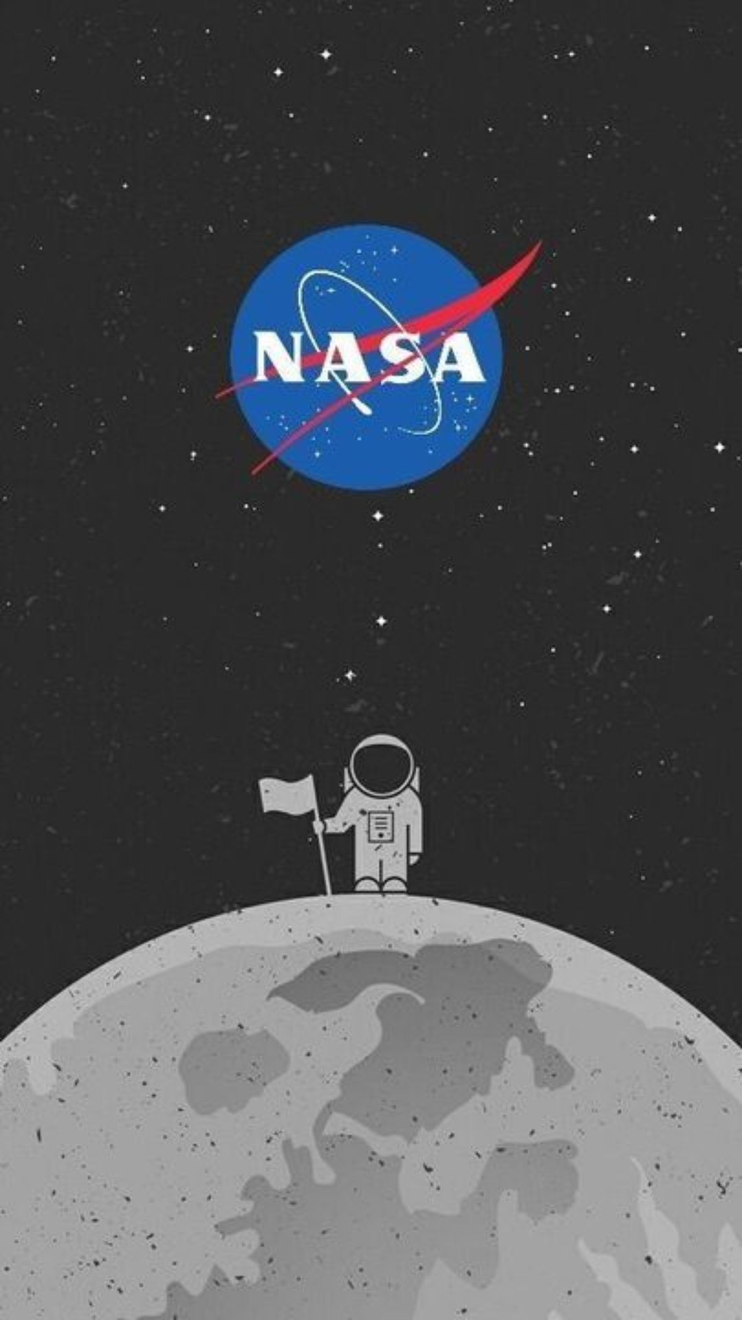 IPhone wallpaper of an astronaut standing on the moon with the NASA logo above. - NASA