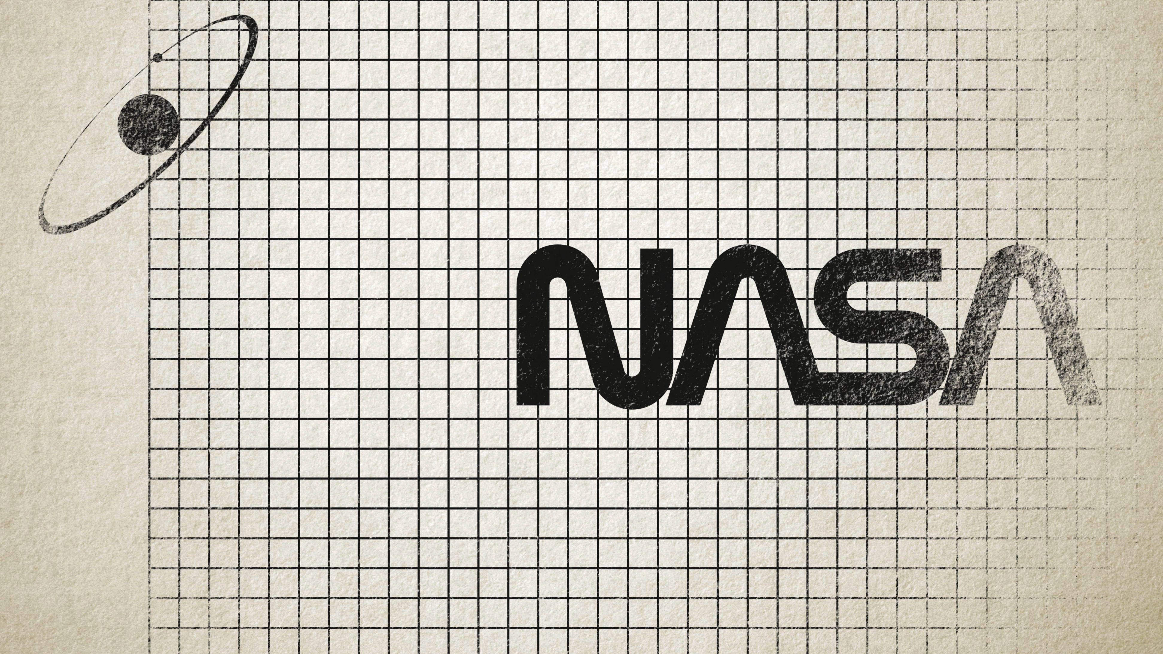 NASA's first logo, created by the agency's first graphic designer, was designed on graph paper. - NASA