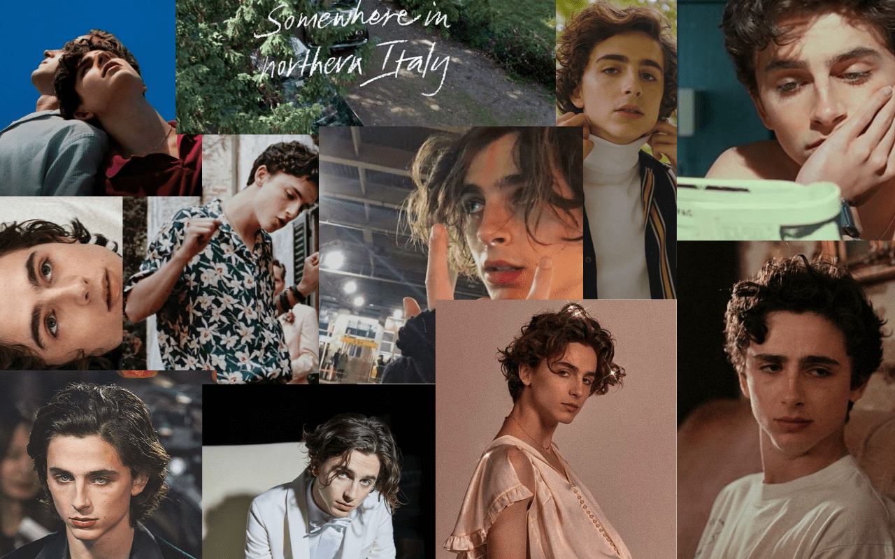 A collage of pictures with different people in them - Timothee Chalamet