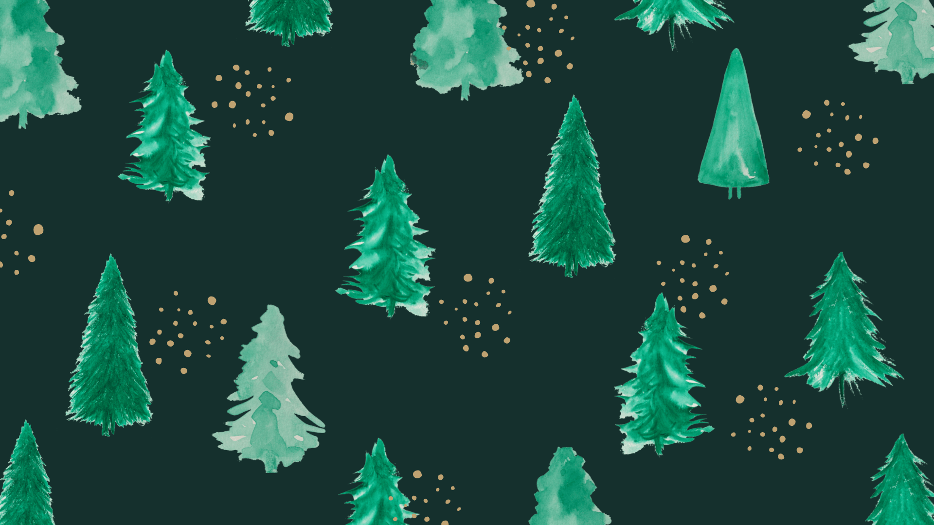A pattern of green trees and gold stars - Desktop, Christmas, cute Christmas
