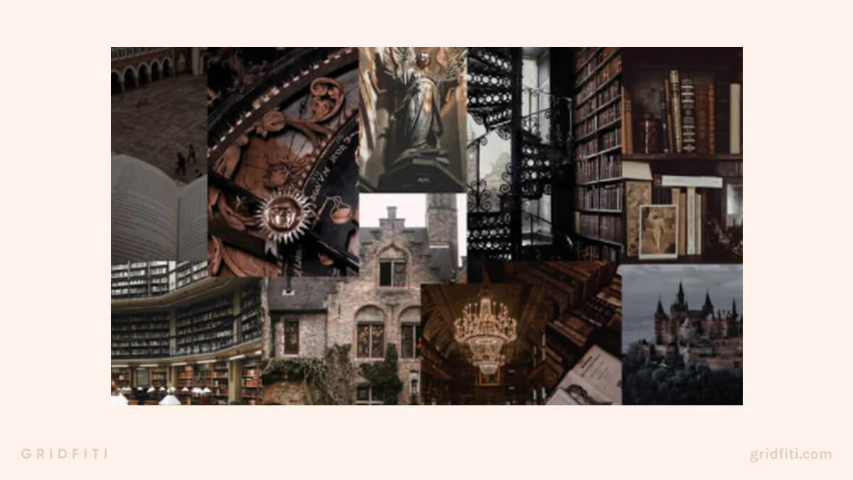 A collage of images with different buildings and clocks - Desktop, dark academia