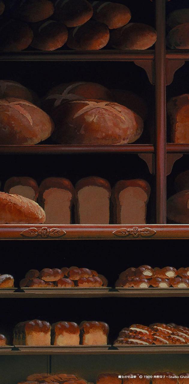 Breads on shelves in a bakery - Bakery