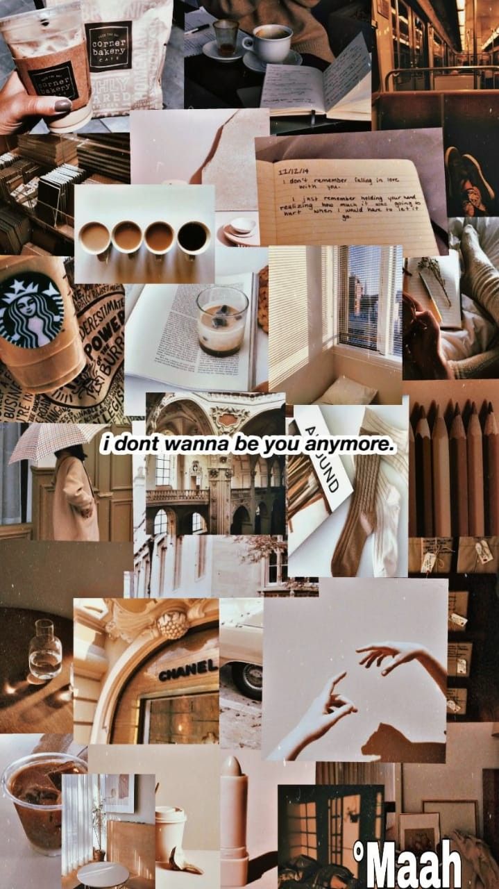 Aesthetic collage background with coffee, books, and other images. - Bakery