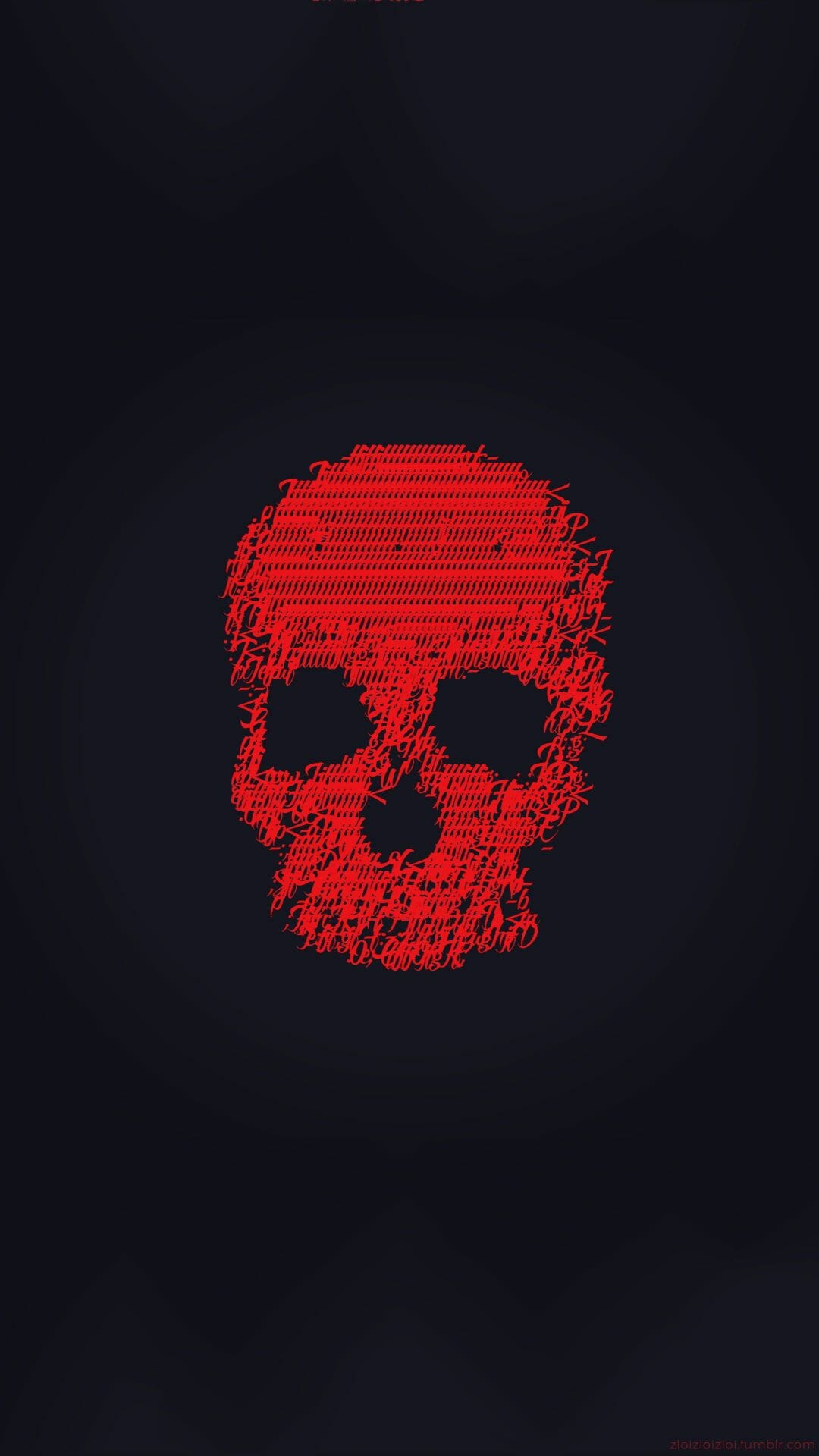 Red and black knitted decor, skull, ASCII art, abstract