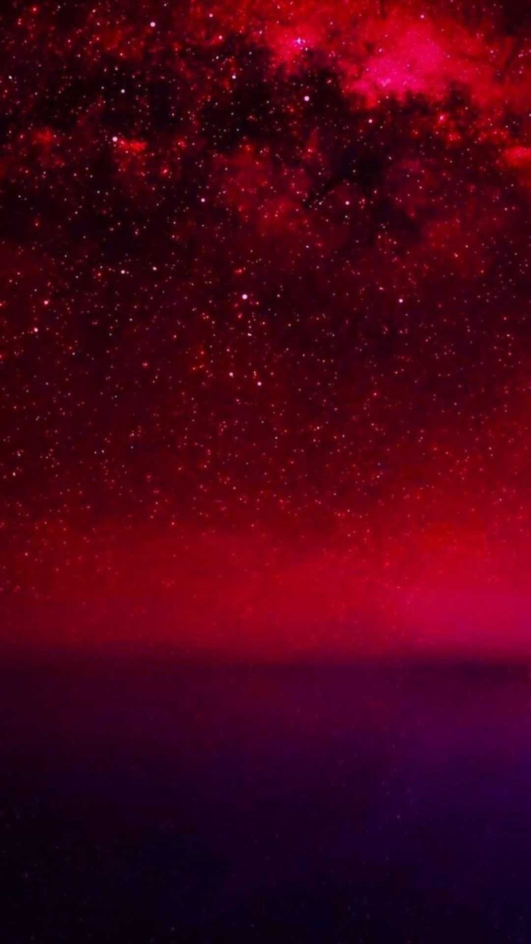 The night sky with stars and a red glow - Dark red, iPhone red