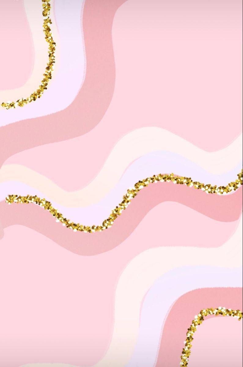 A pink and gold wallpaper with a wave pattern - Pink, pink phone, pattern
