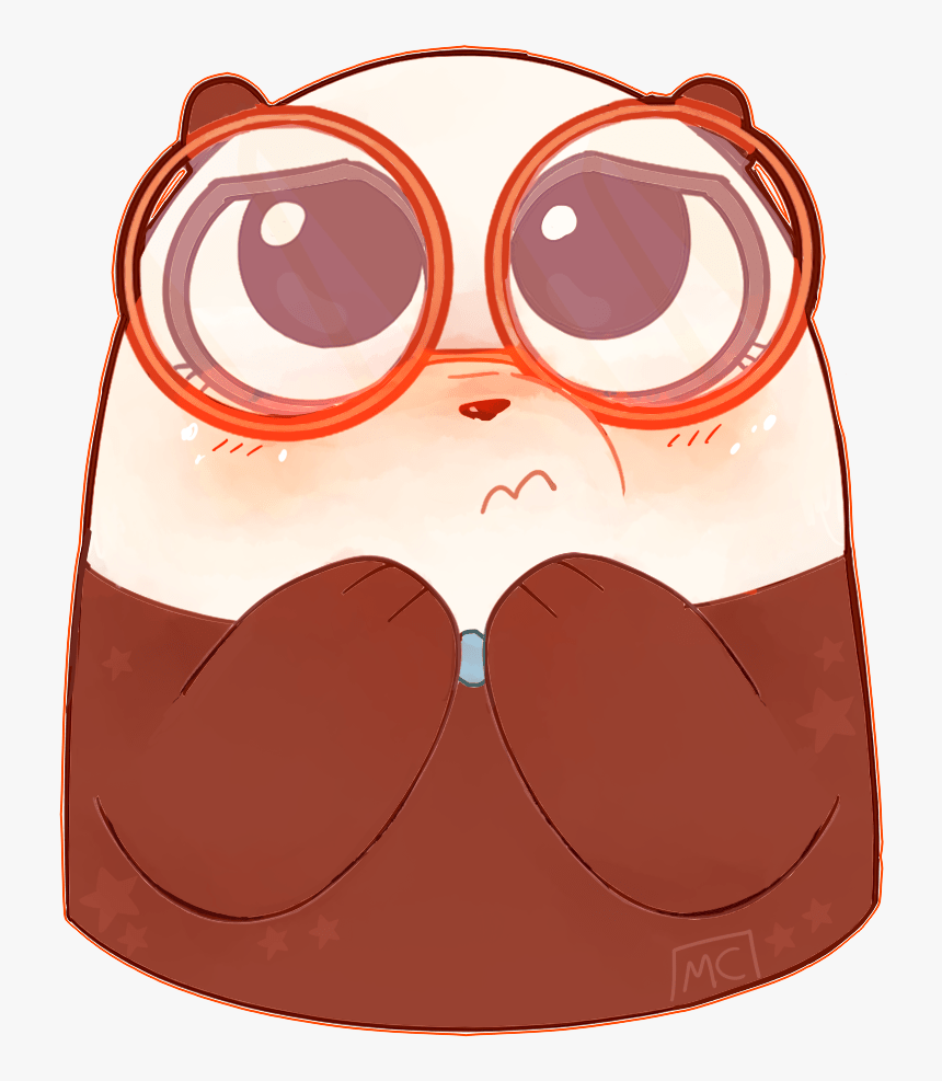 A cartoon image of a brown bear wearing glasses and a brown vest. - We Bare Bears