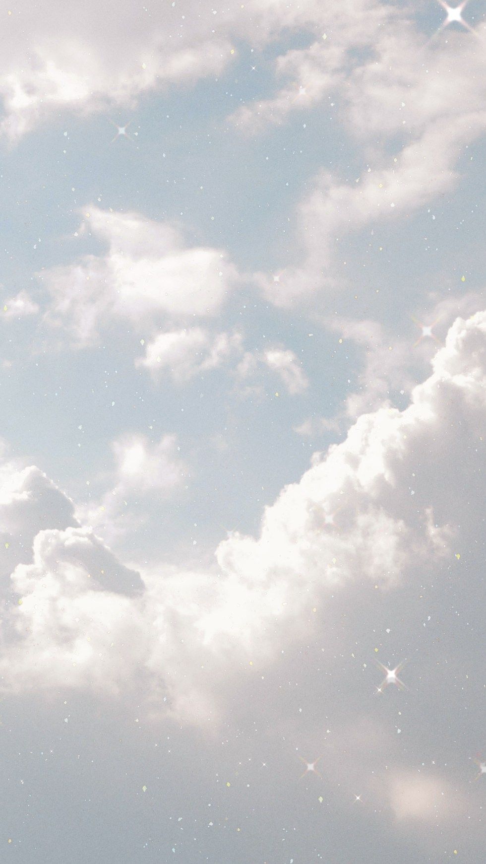 Aesthetic wallpaper of a cloudy sky with stars. - Phone