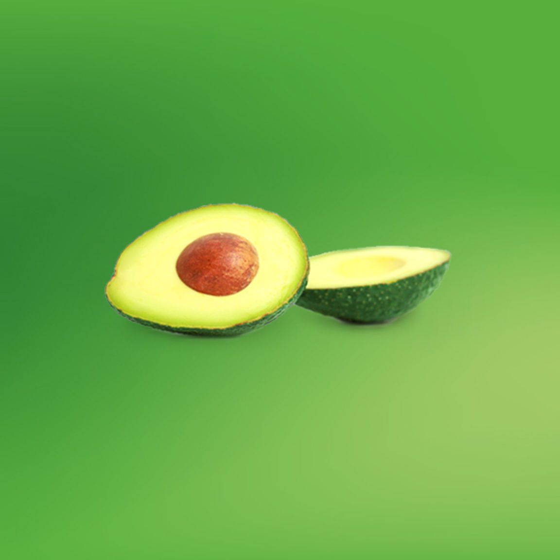An avocado is shown on a green background - Avocado