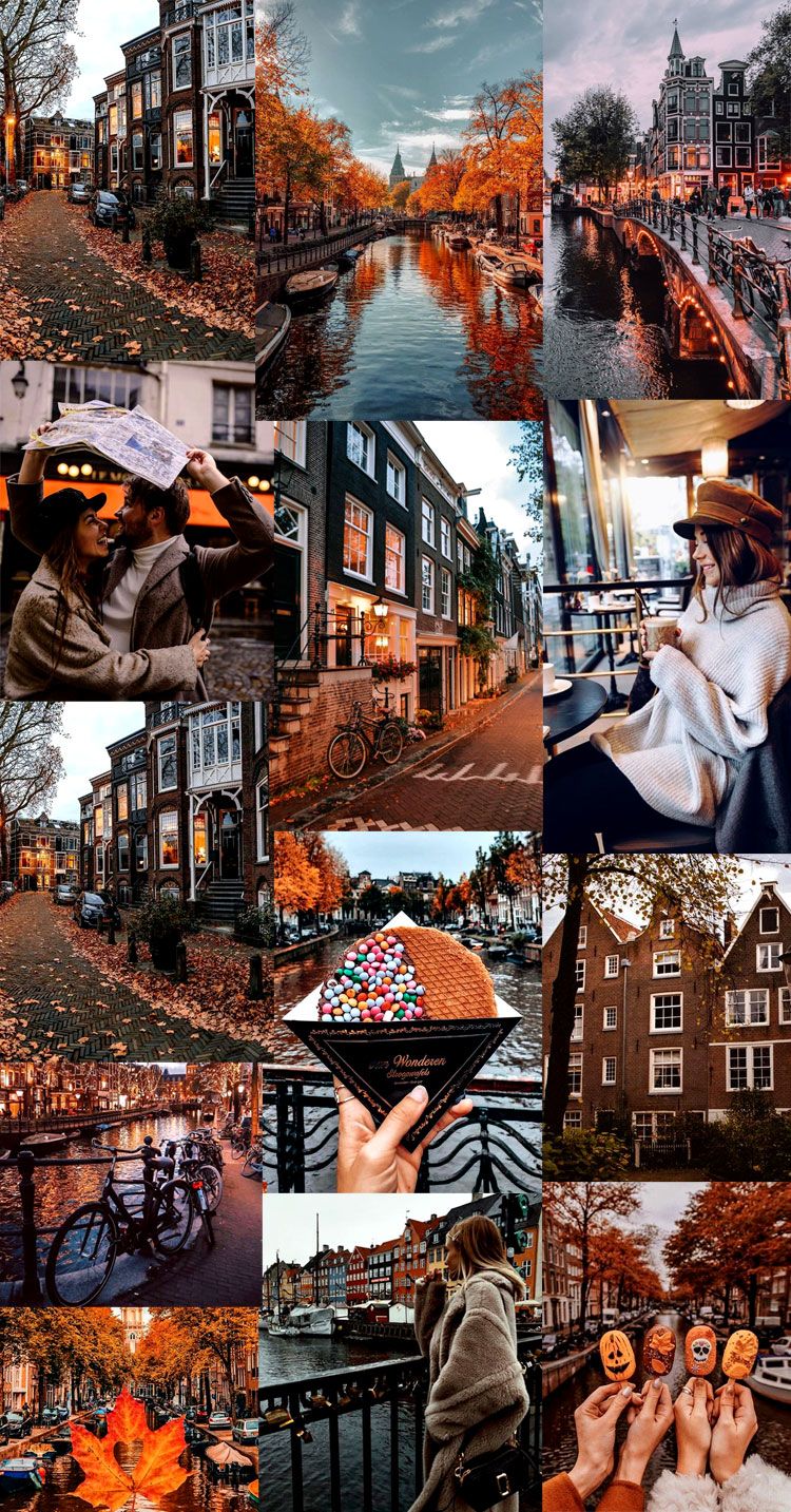 A collage of photos of Amsterdam in the fall. - Fall