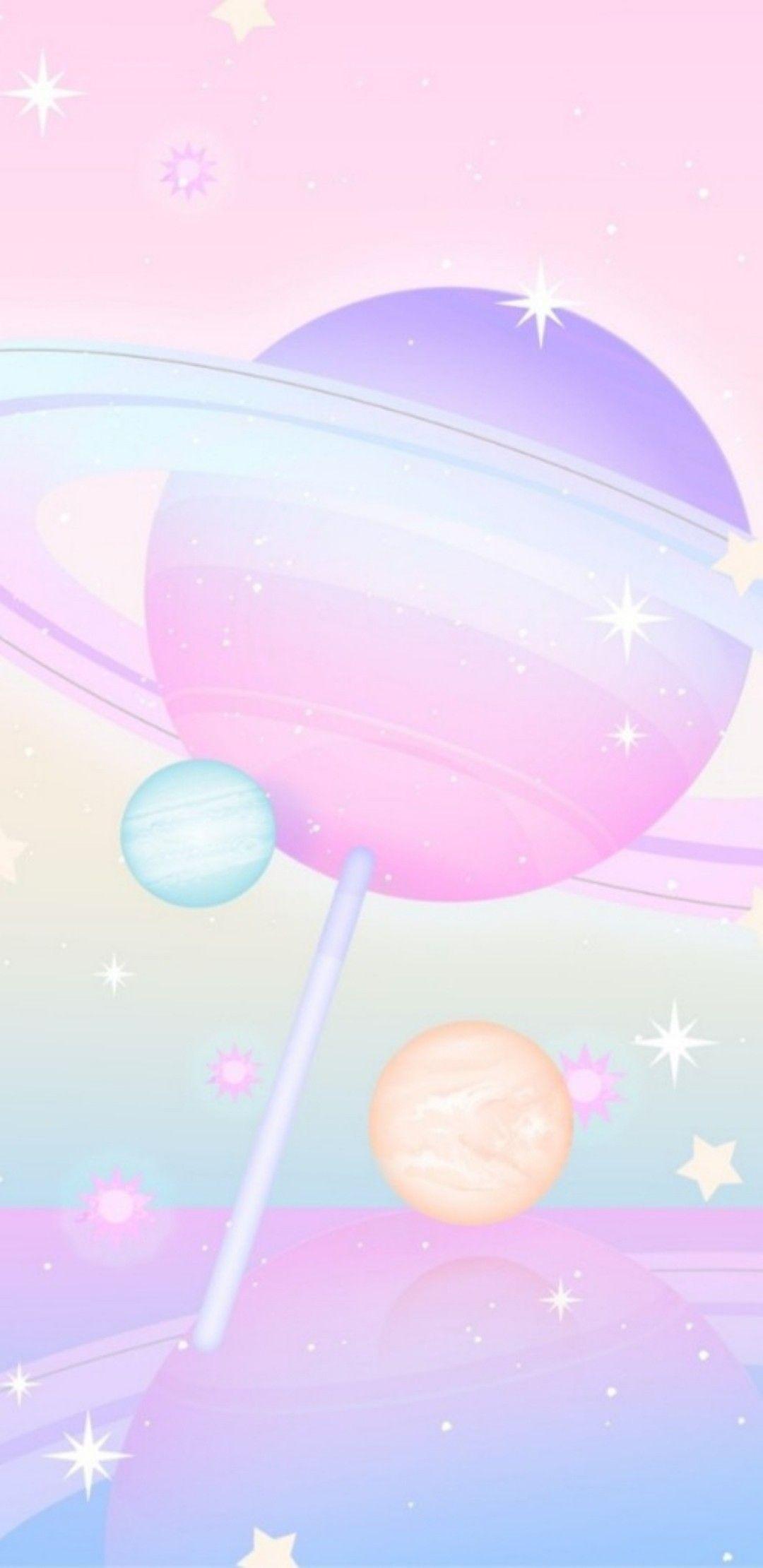 A pink and purple space with stars - Pastel