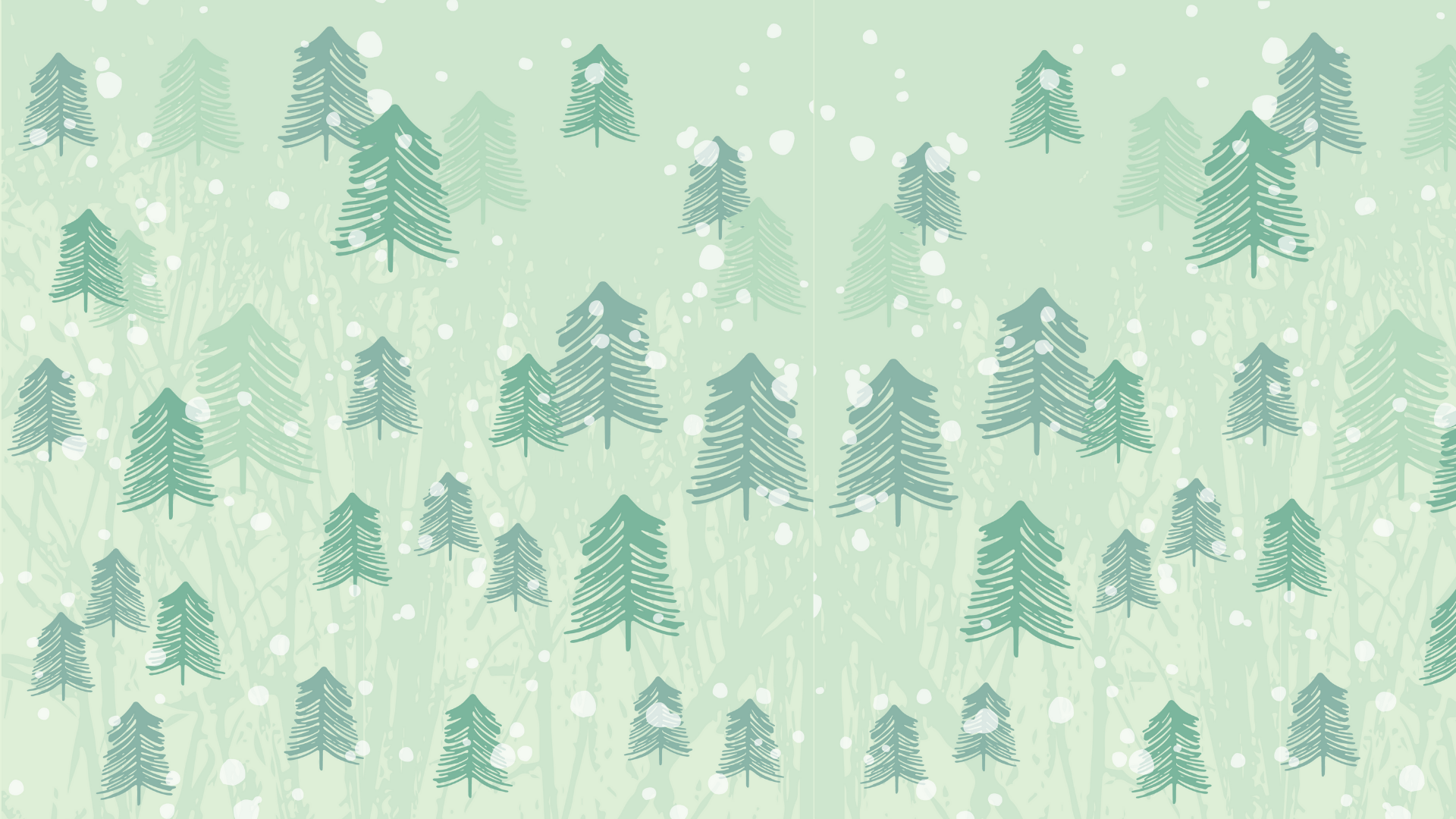 A pattern of trees and snow on green background - Pastel