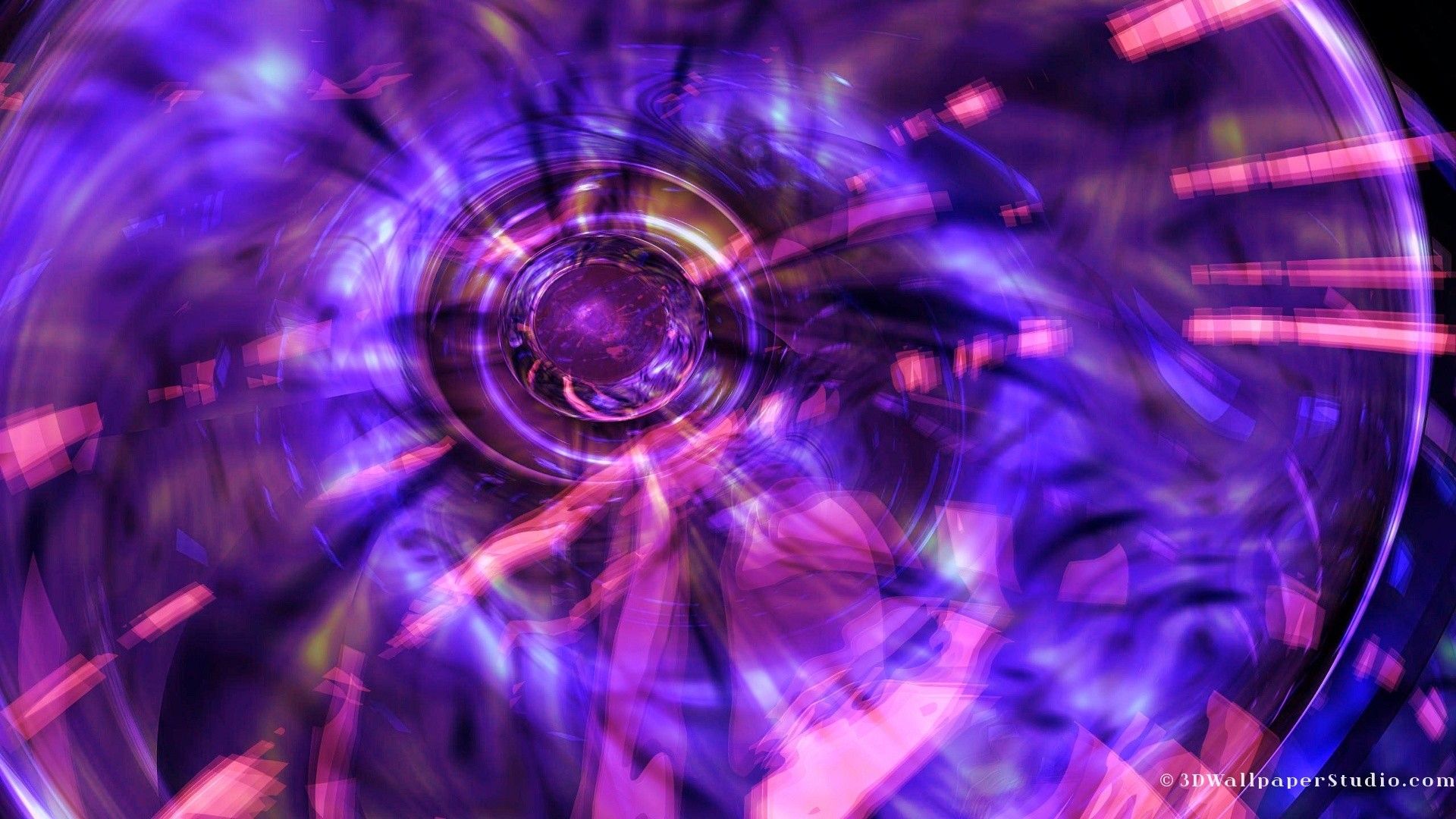 An abstract image of a purple and pink circular light - Glitch