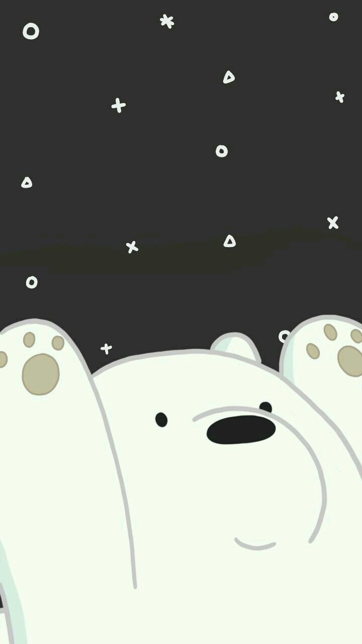 A white bear looking up at the night sky - We Bare Bears