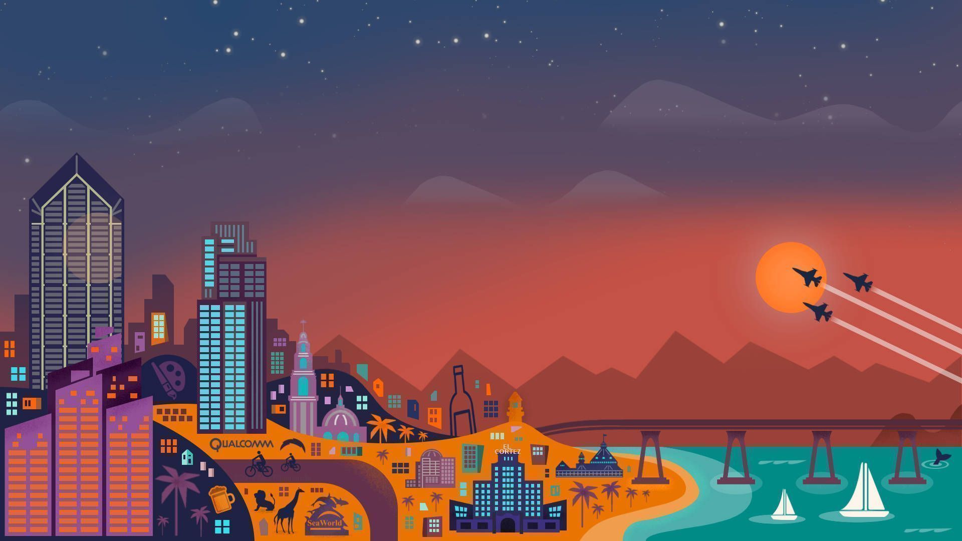 Download Aesthetic Chromebook Cartoon City Wallpaper