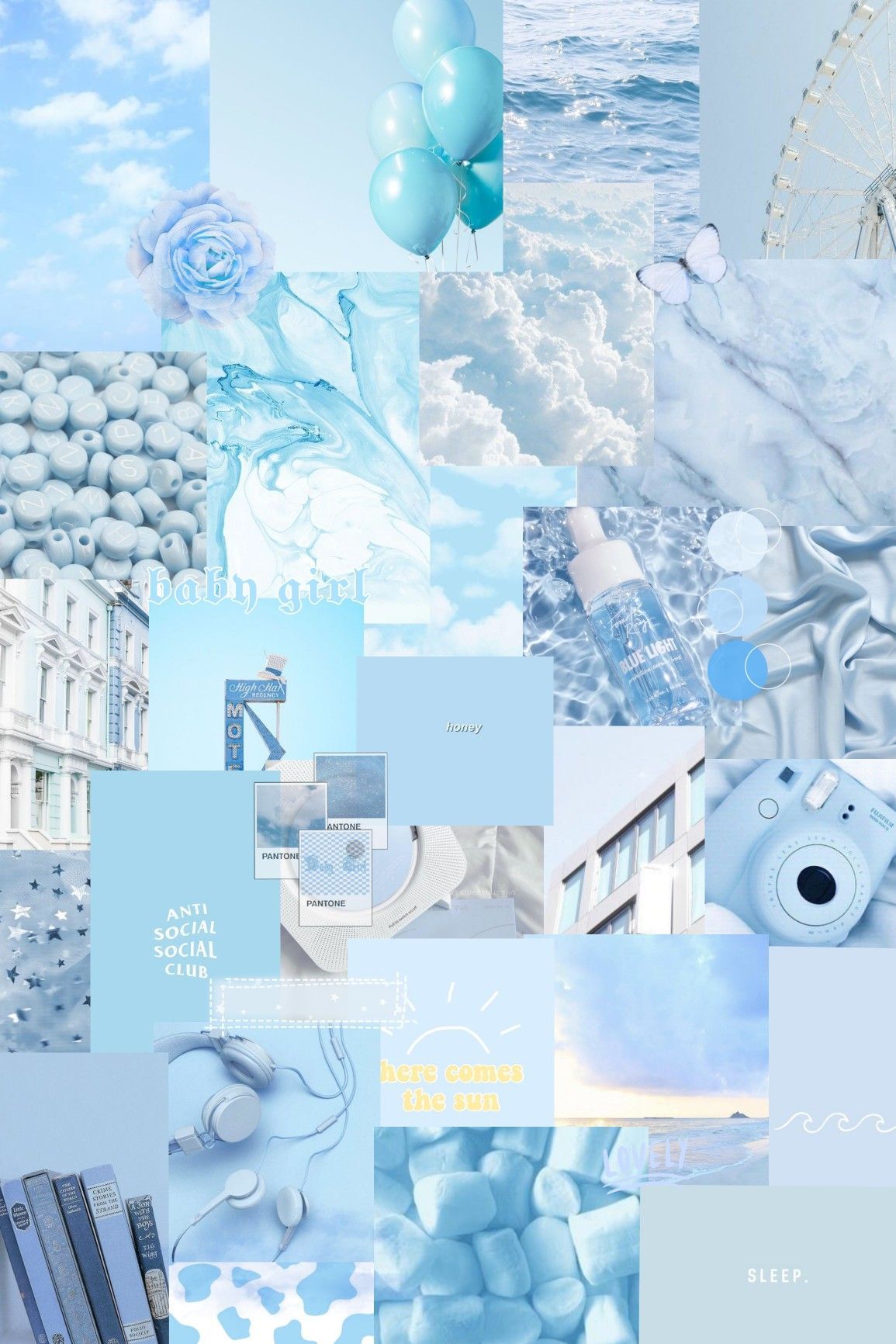 Aesthetic background with blue, white, and grey colors. - Pastel blue