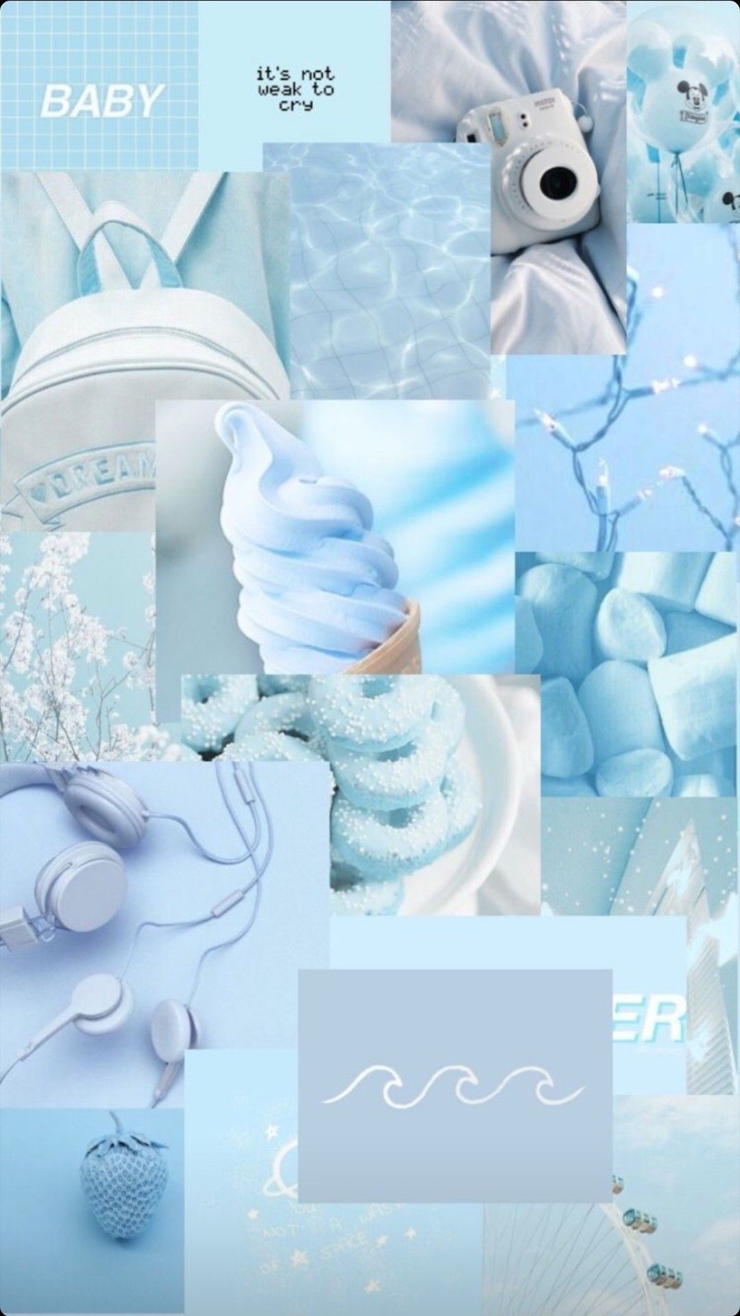 Aesthetic phone background in blue and white - Pastel blue