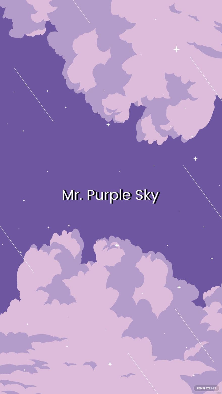A purple sky with white clouds and shooting stars. - Phone, cute purple, purple quotes, violet