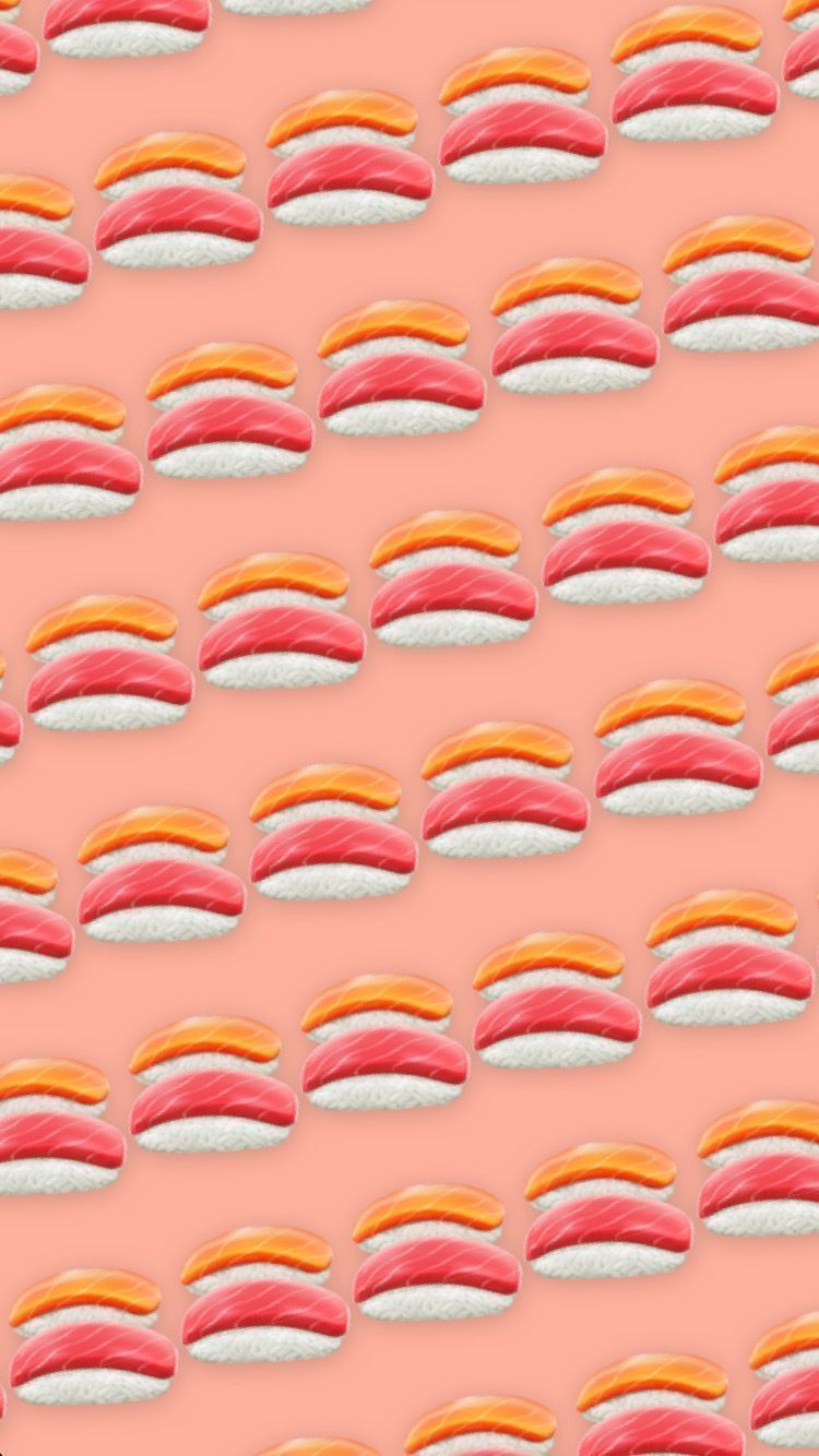 A pattern of pink and orange sandwiches - Emoji, sushi