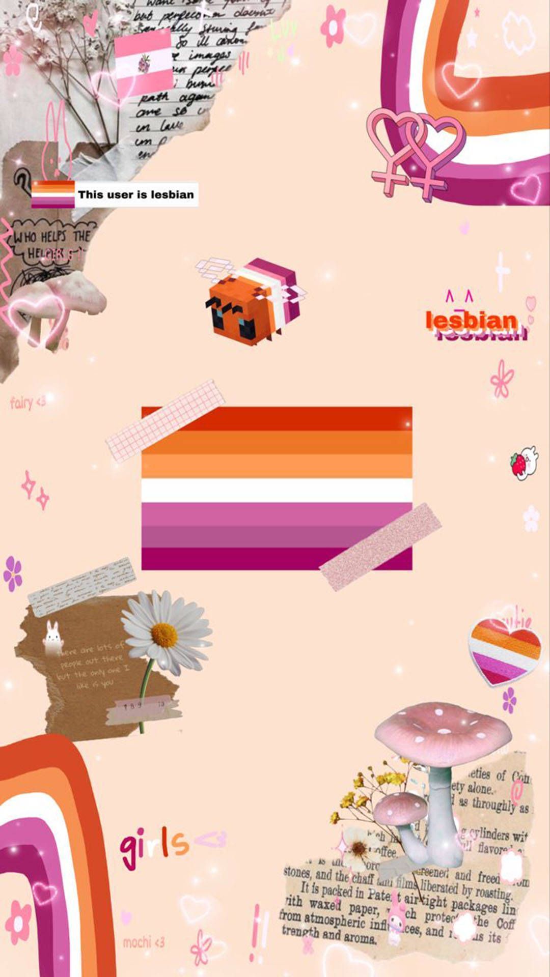 Download Lesbian Aesthetic Torn Collage Wallpaper