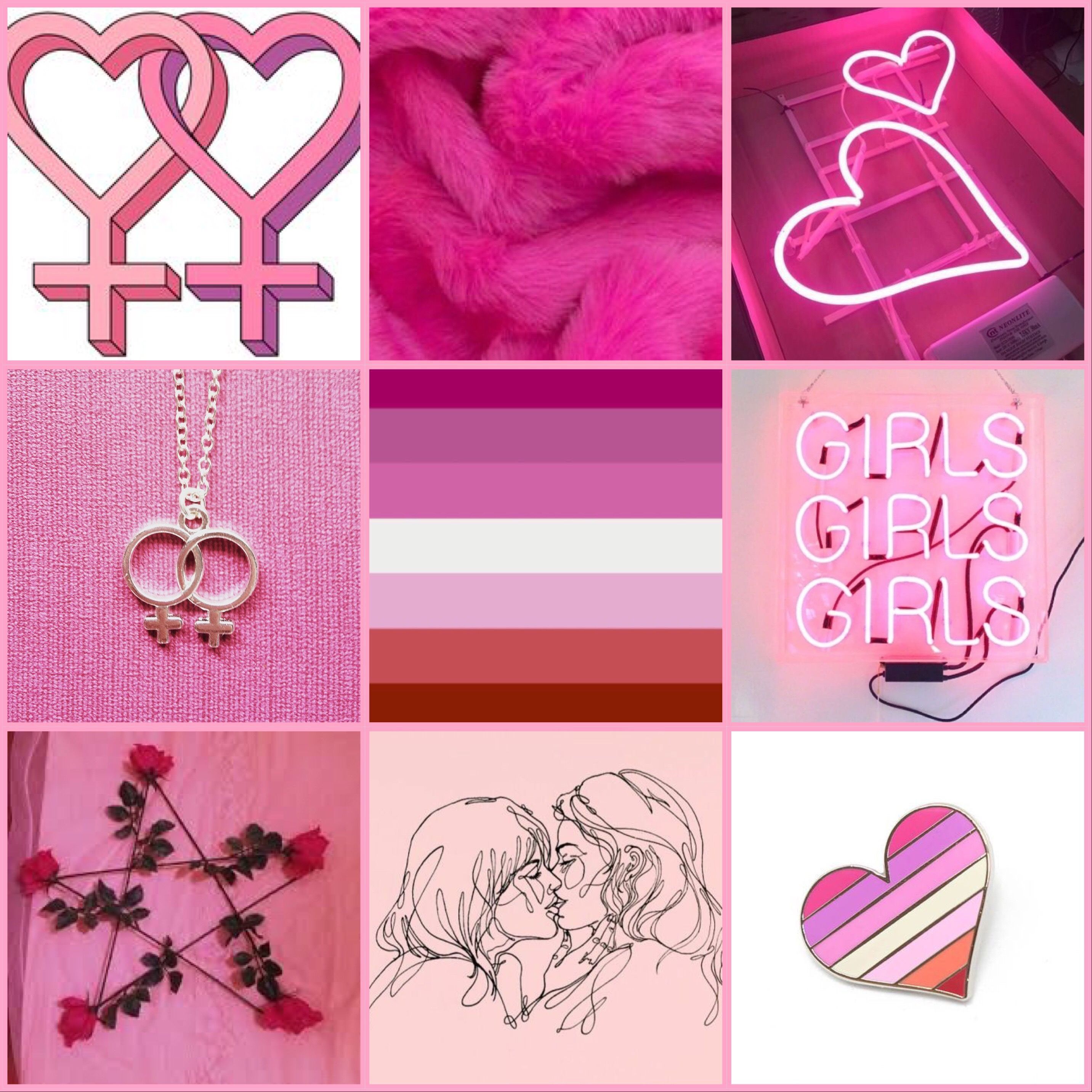 A collage of pink and purple images - Lesbian