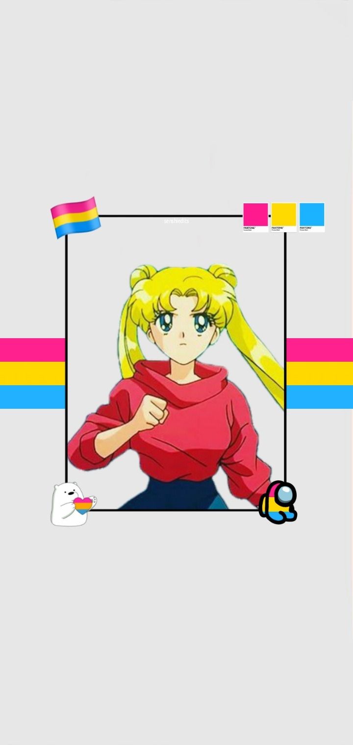 A cartoon character with the words, 'sailor moon' - Lesbian, pride