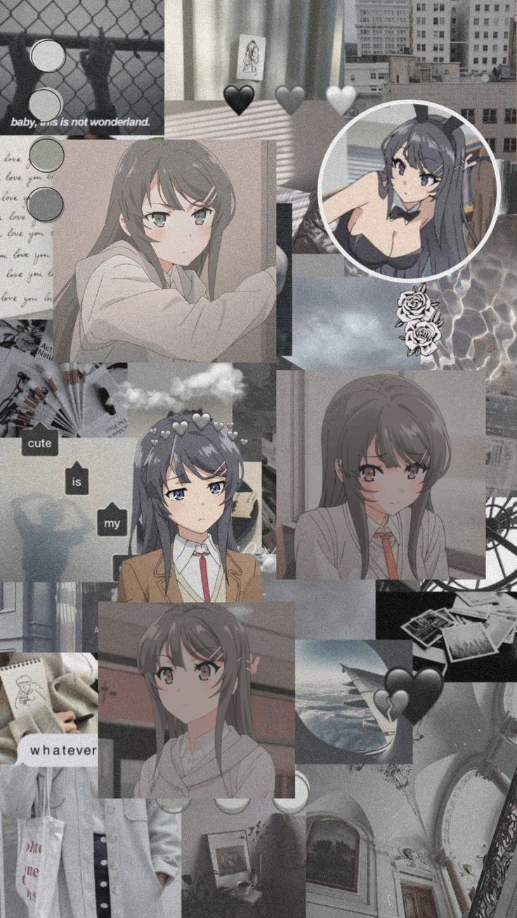 A collage of anime girls with different expressions - Anime girl