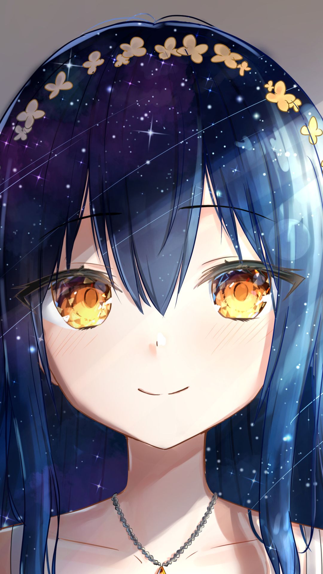 Anime girl with blue hair and yellow eyes. - Blue anime, anime girl