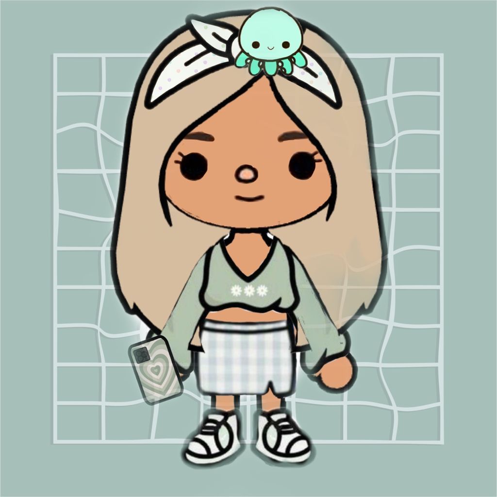 A cartoon girl with an octopus on her head - Toca Boca