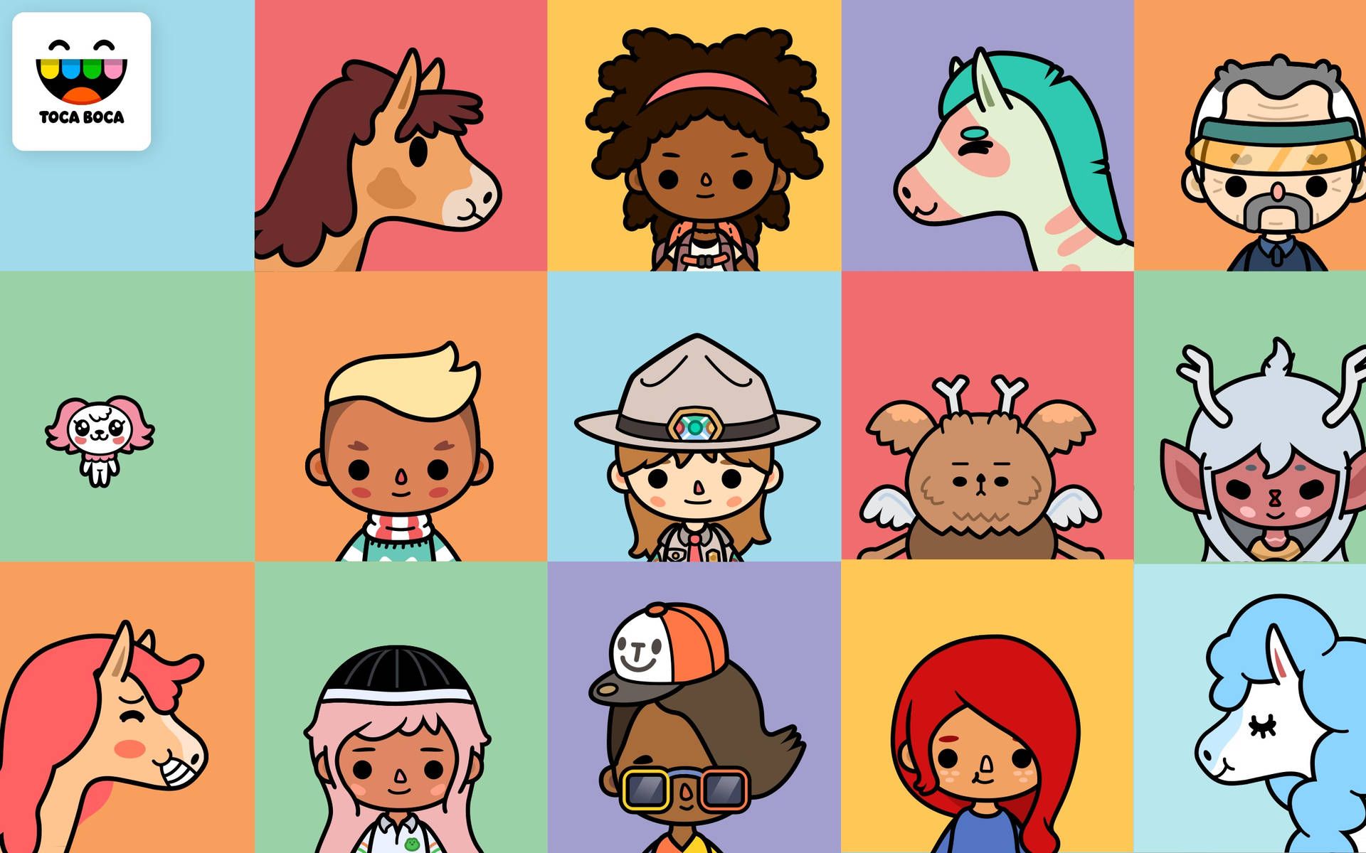 A poster with many different cartoon characters - Toca Boca