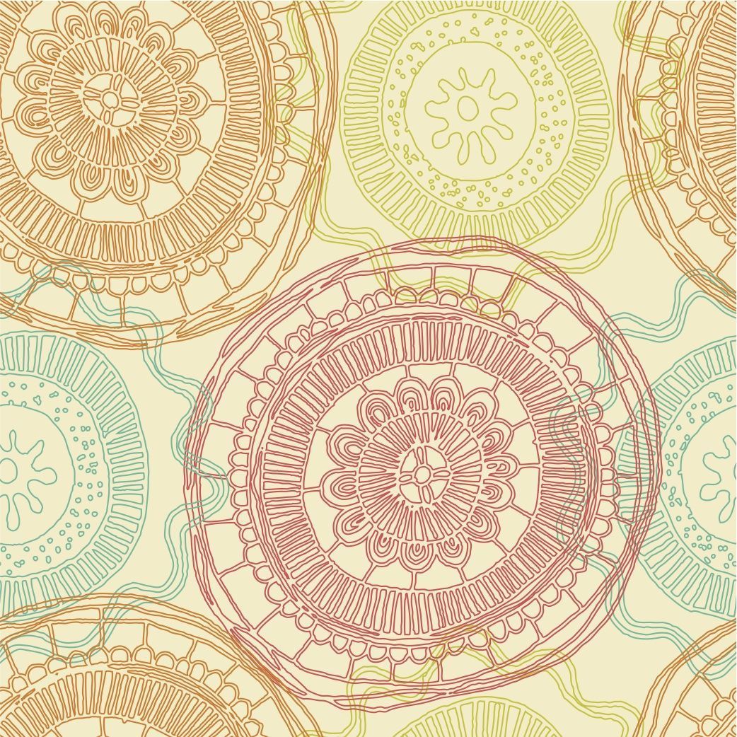 A colorful, circular pattern on a beige background - Boho
