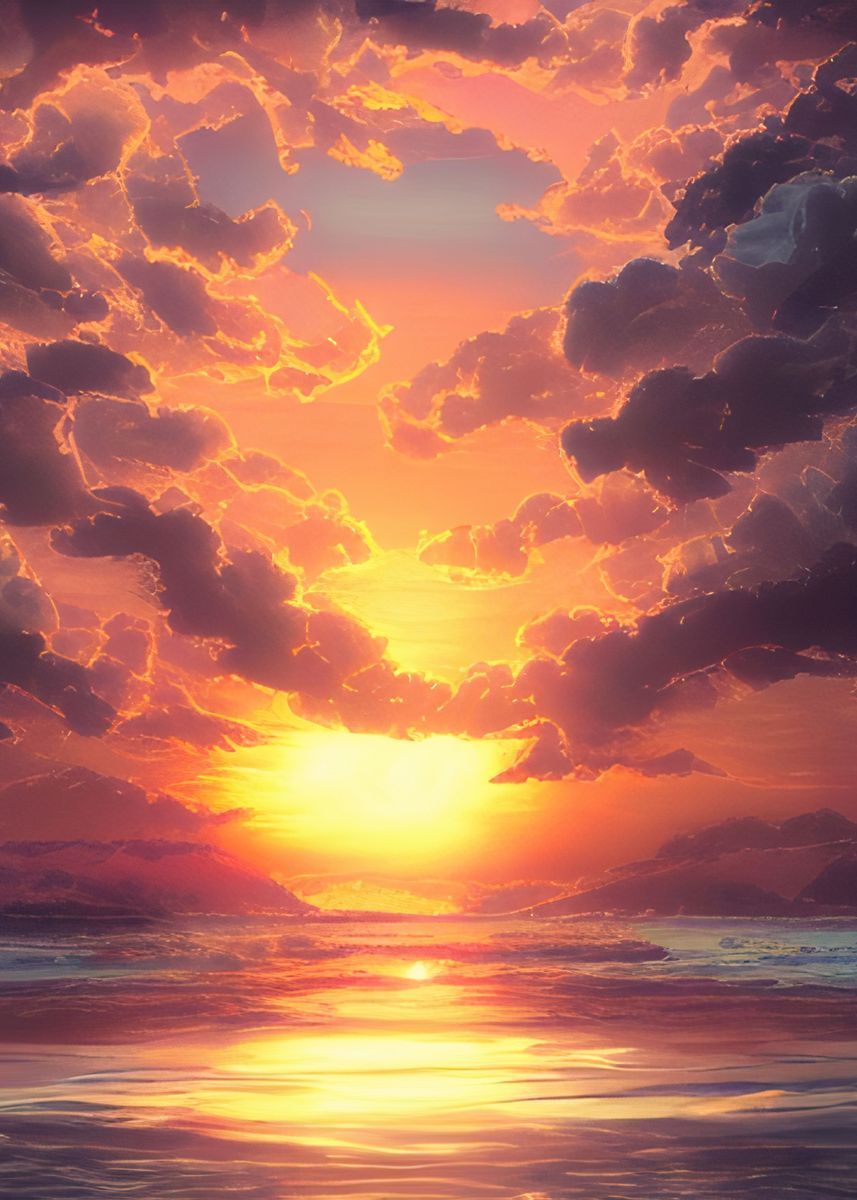 Anime sunset' Poster