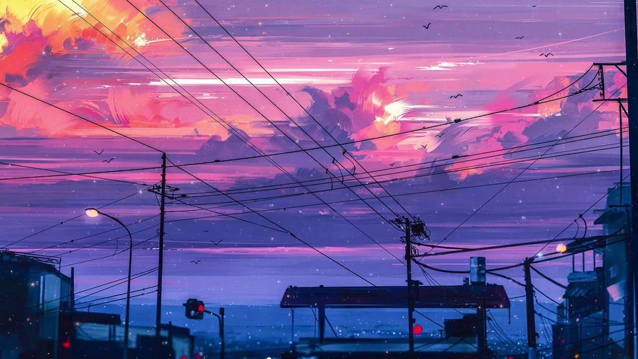 Aesthetic Anime City wallpaper 1920x1080 for mobile phone - Anime sunset