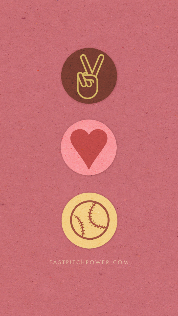 Peace, love, softball. Fastpitch Power stickers. - Softball