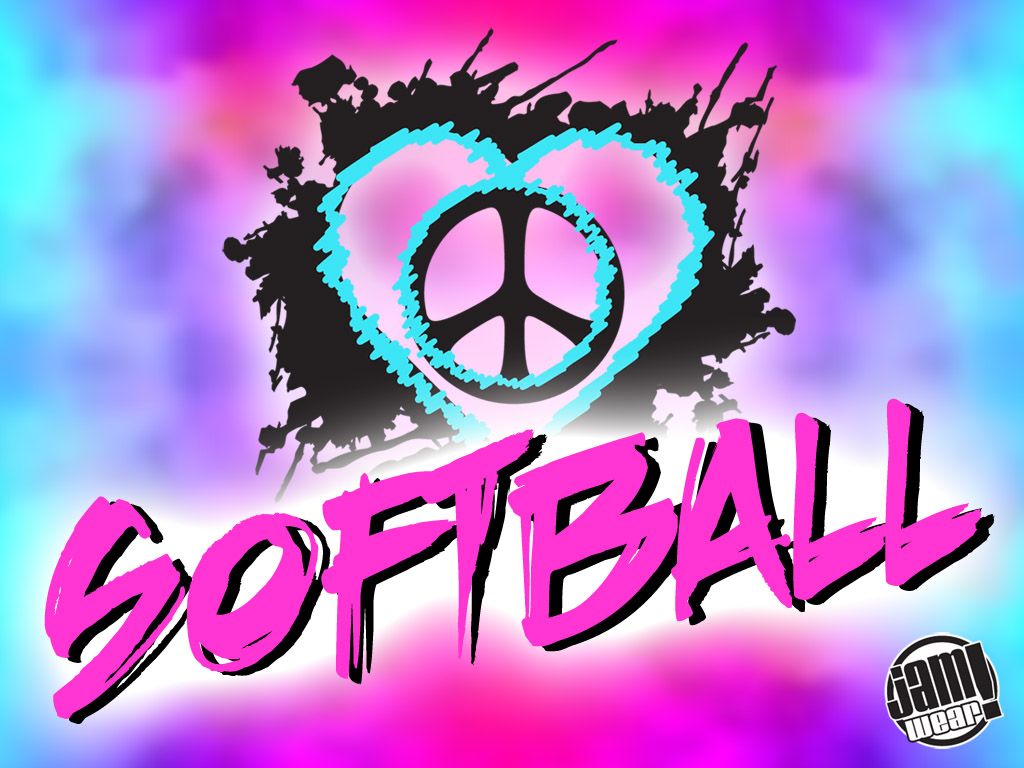 A softball wallpaper with a peace sign heart - Softball