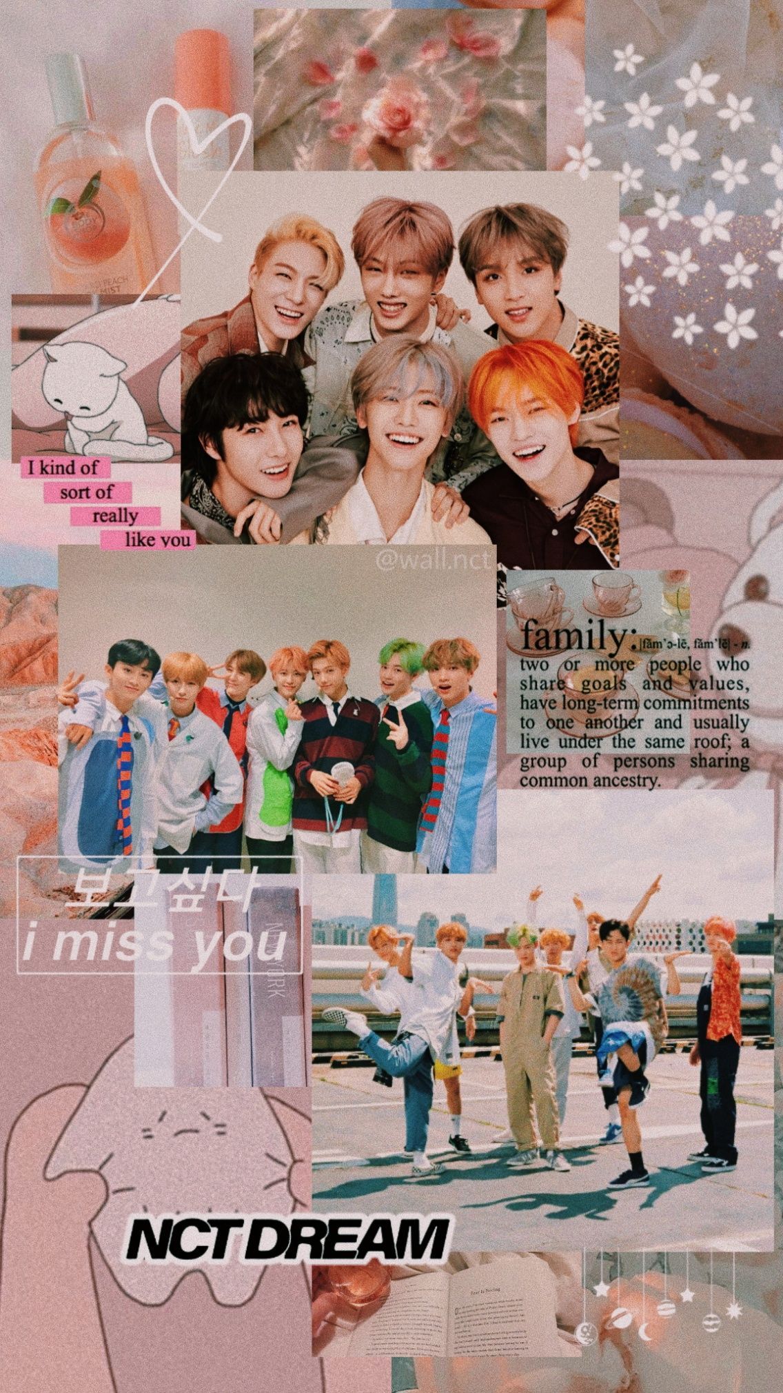 A collage of NCT Dream photos with the words 