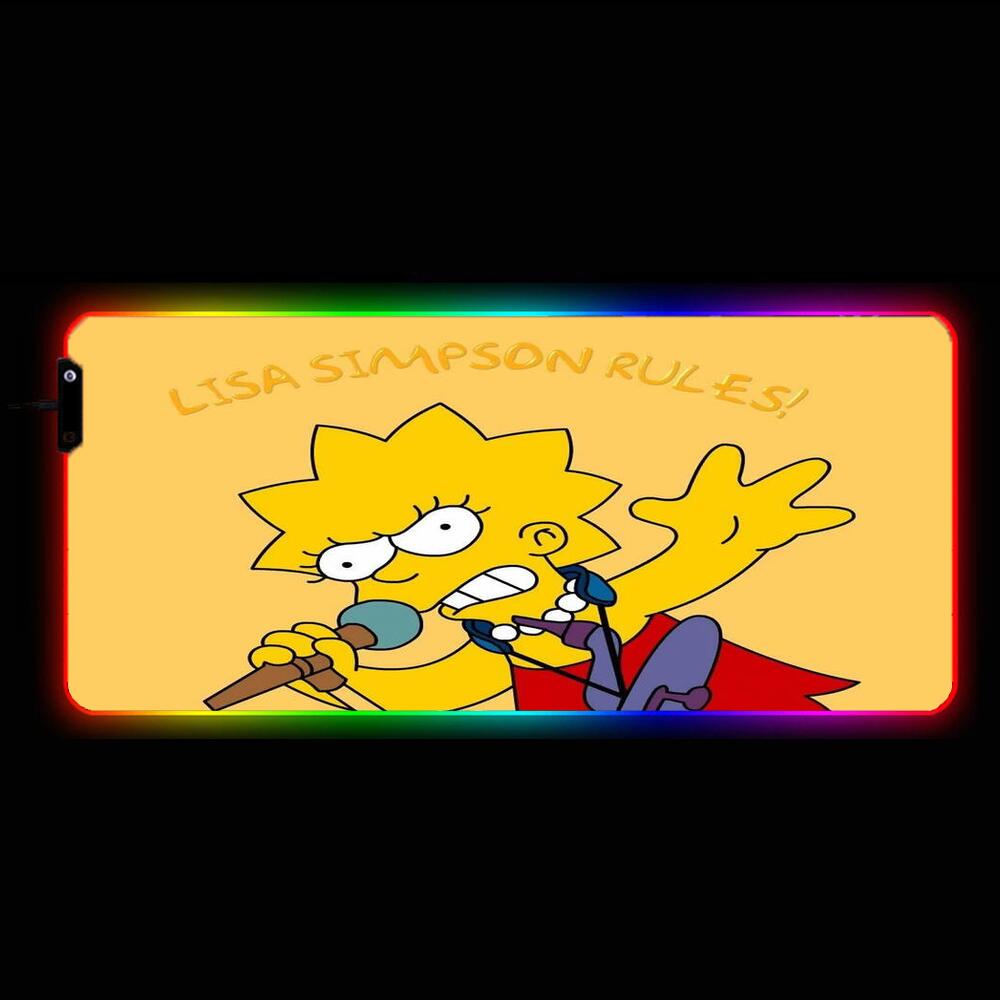The Simpsons Lisa Simpson Computer Mouse Pad LED Gamer Mouse Pads Gaming Mousepad XXL Desk Mause Pad RGB Keyboard Mouse Carpet