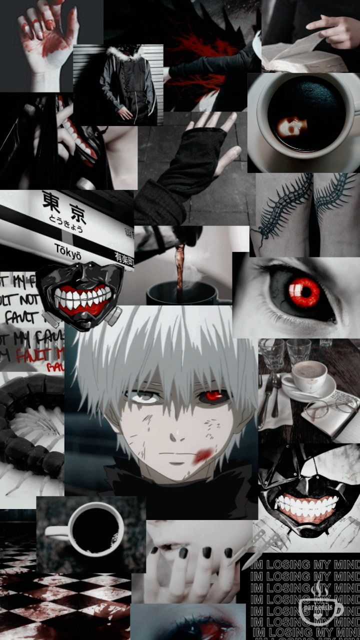 A collage of images with different characters - Tokyo Ghoul