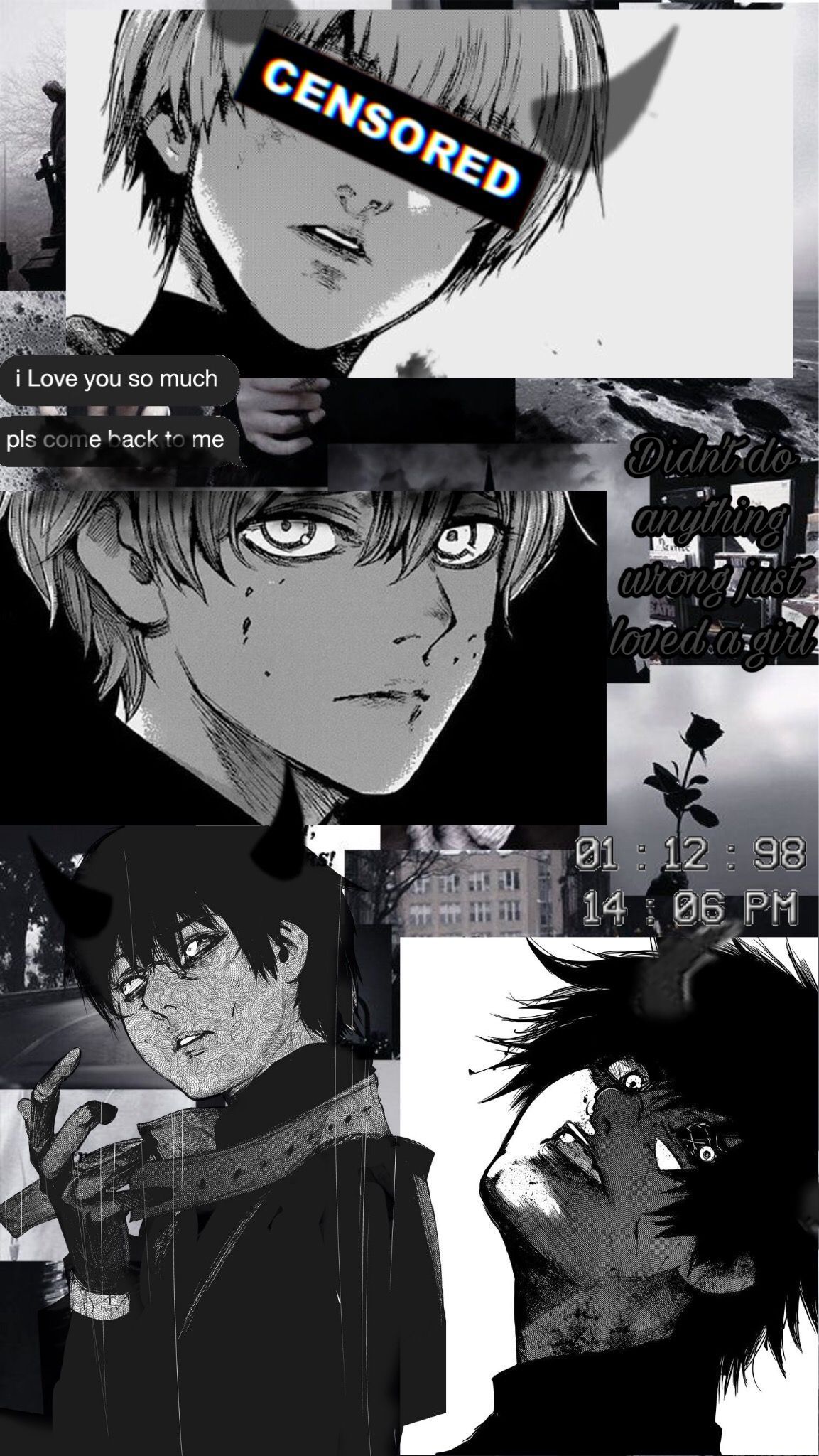 A collage of pictures with different characters - Tokyo Ghoul