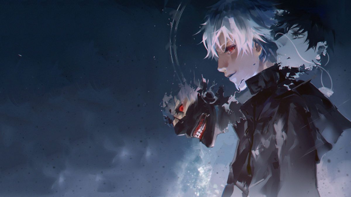 A man with white hair and black clothes - Tokyo Ghoul