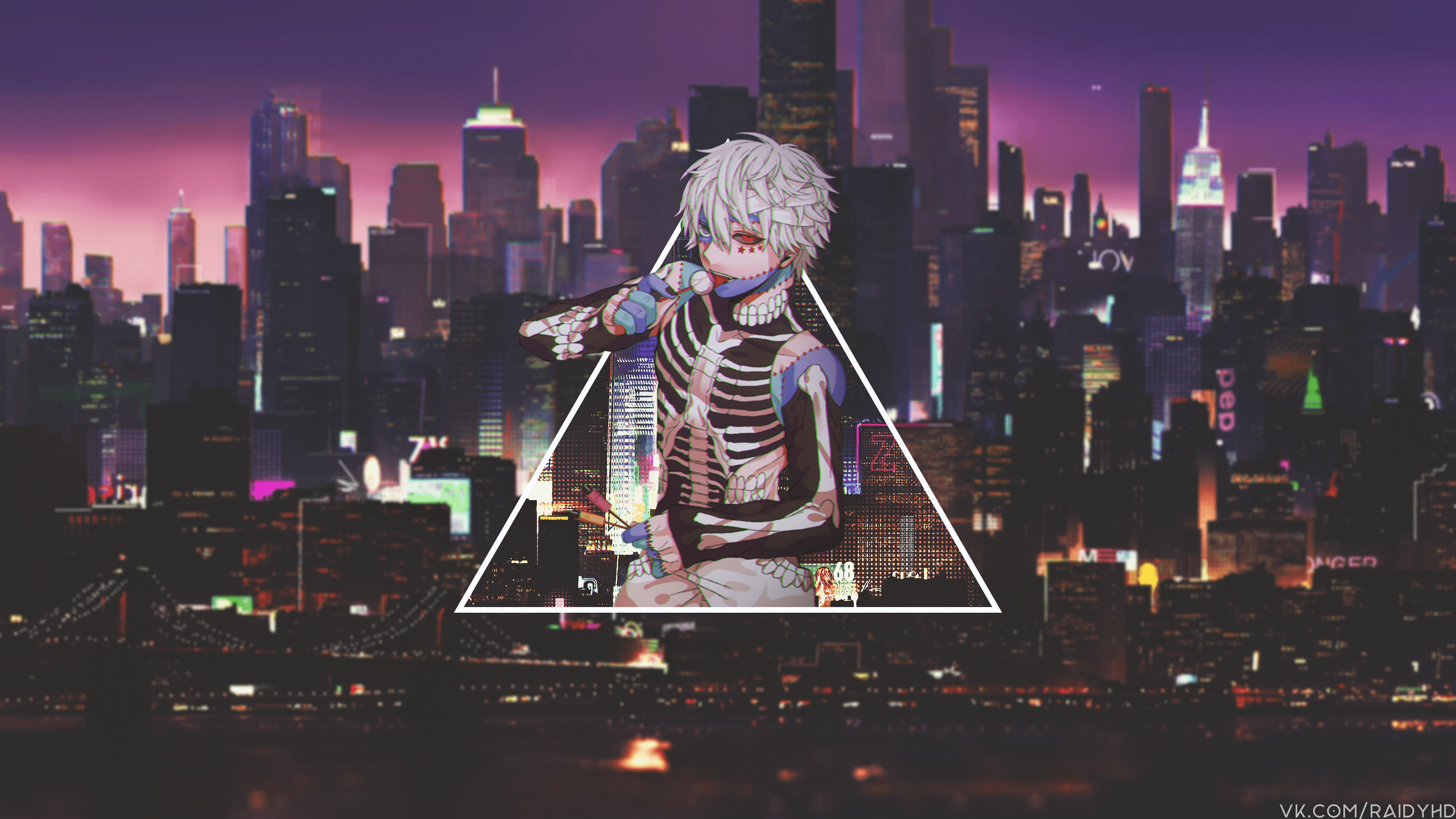 Aesthetic anime boy wallpaper with the city in the background - Tokyo Ghoul