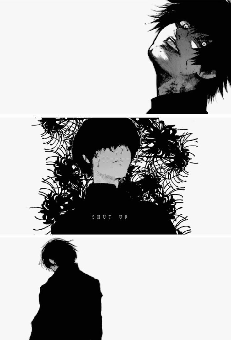 Anime, person and the other one is a black haired man - Tokyo Ghoul