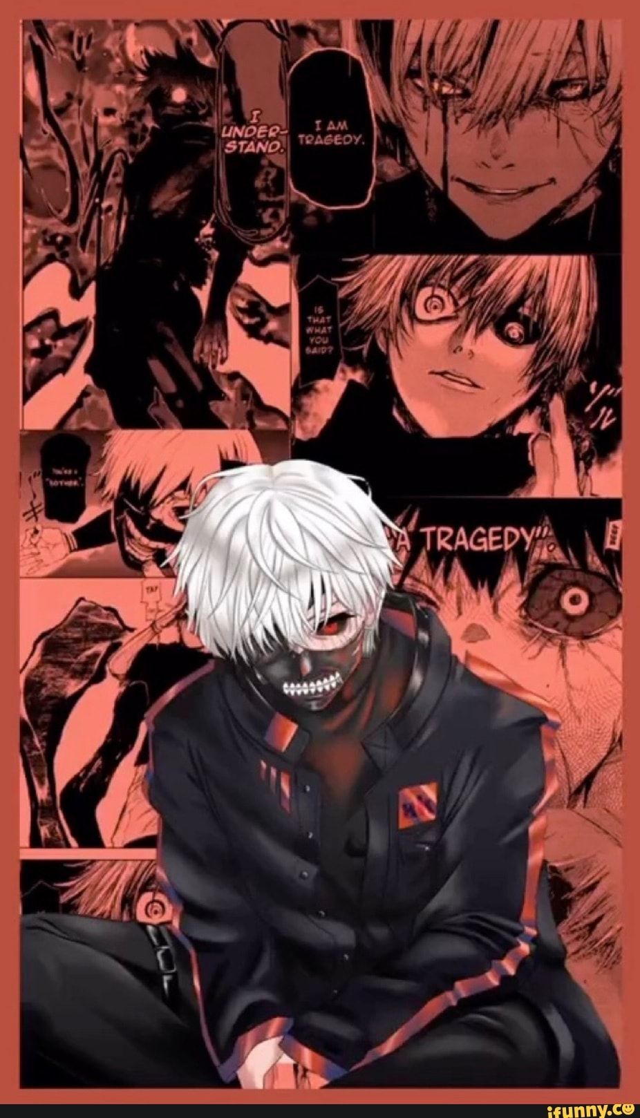 Tokyo Ghoul anime characters, one of them is Kaneki Ken with red background - Tokyo Ghoul